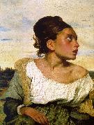 Eugene Delacroix Girl Seated in a Cemetery oil